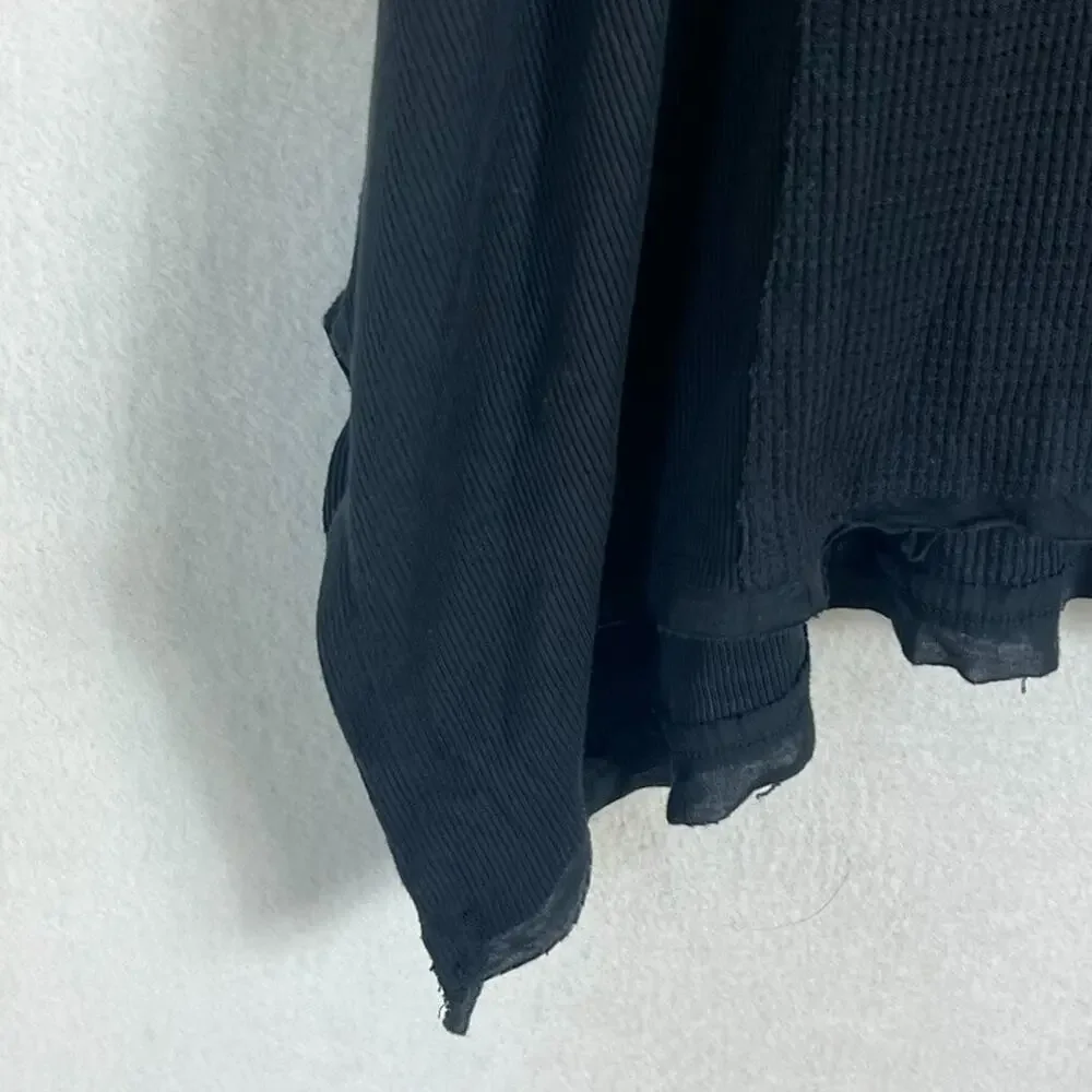 Free People Tunic Top Shirt Womens Size XS V-Neck Loose Fit Black